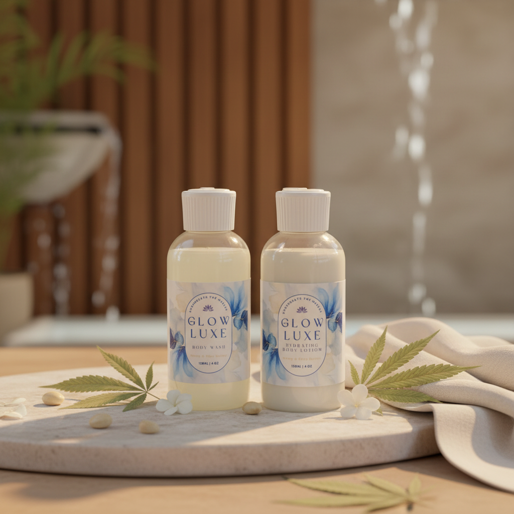 Glow Luxe Hemp & Shea Body Wash and Hydrating Lotion Set